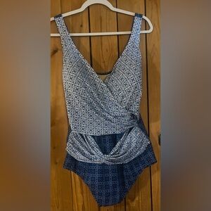 Lands' End SlenderSuit Wrap One-Piece Swimsuit